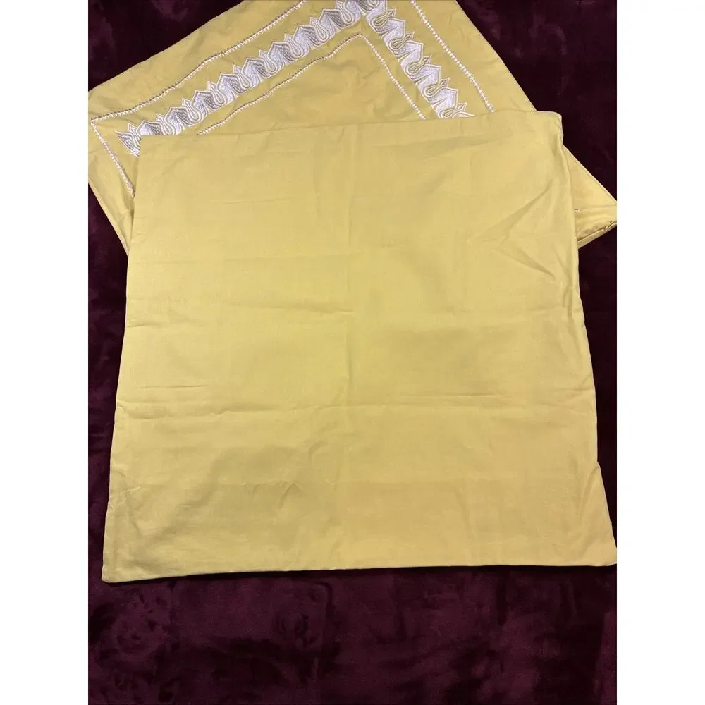 Echo Yellow Chartreuse Embroidered Euro Sham Pillow Cover 26x26 Hidden Zipper